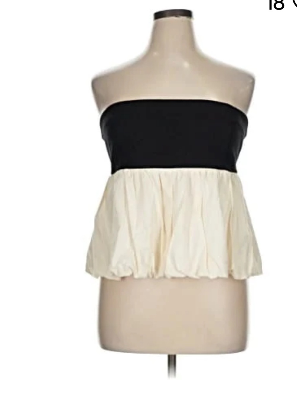 Parker Black and Cream Strapless Peplum Camisole